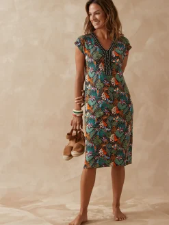 Femme Daxon Robe en maille avec perles fantaisie