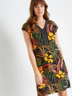 Femme Daxon Robe en maille avec perles fantaisie