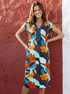 Femme Daxon Robe en maille avec perles fantaisie