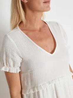 Femme Daxon Robe en tissu effet gaufré pur coton