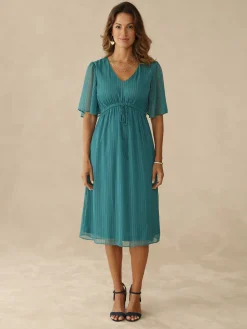 Femme Daxon Robe en voile avec fil métallisé