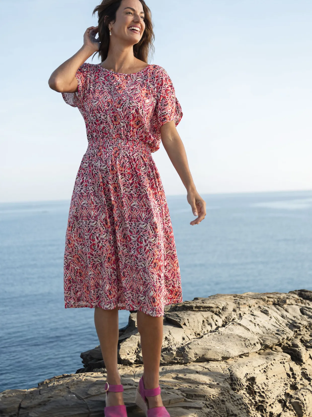 Femme Daxon Robe encolure bateau en maille fluide