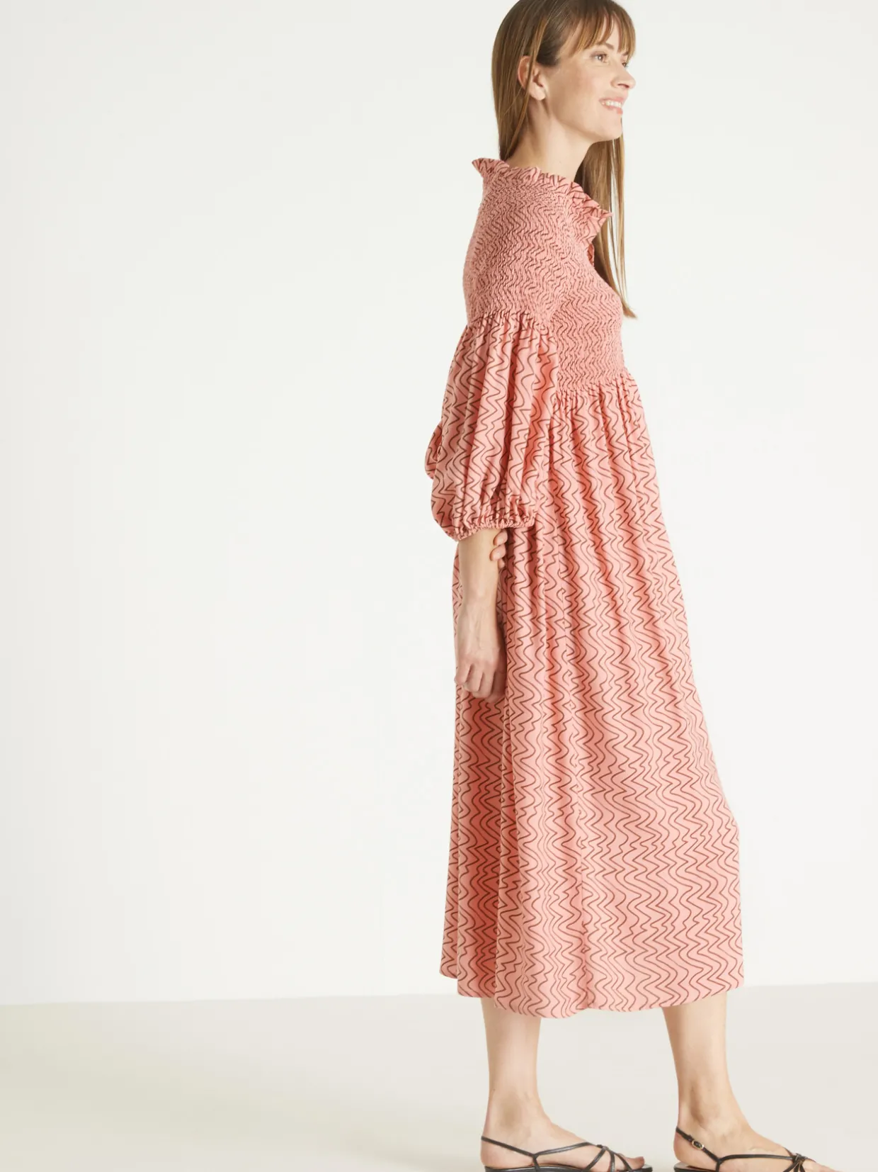 Femme Daxon Robe longue boutonnée à smocks