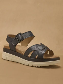 Femme Pédiconfort Sandales à scratch avec boucle fantaisie