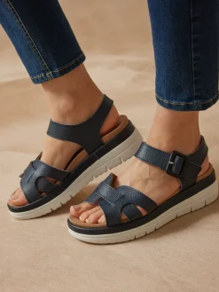 Femme Pédiconfort Sandales à scratch avec boucle fantaisie