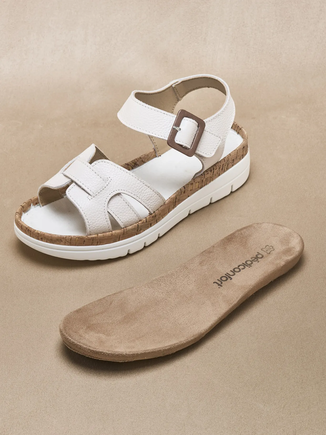 Femme Pédiconfort Sandales à scratch semelle amovible