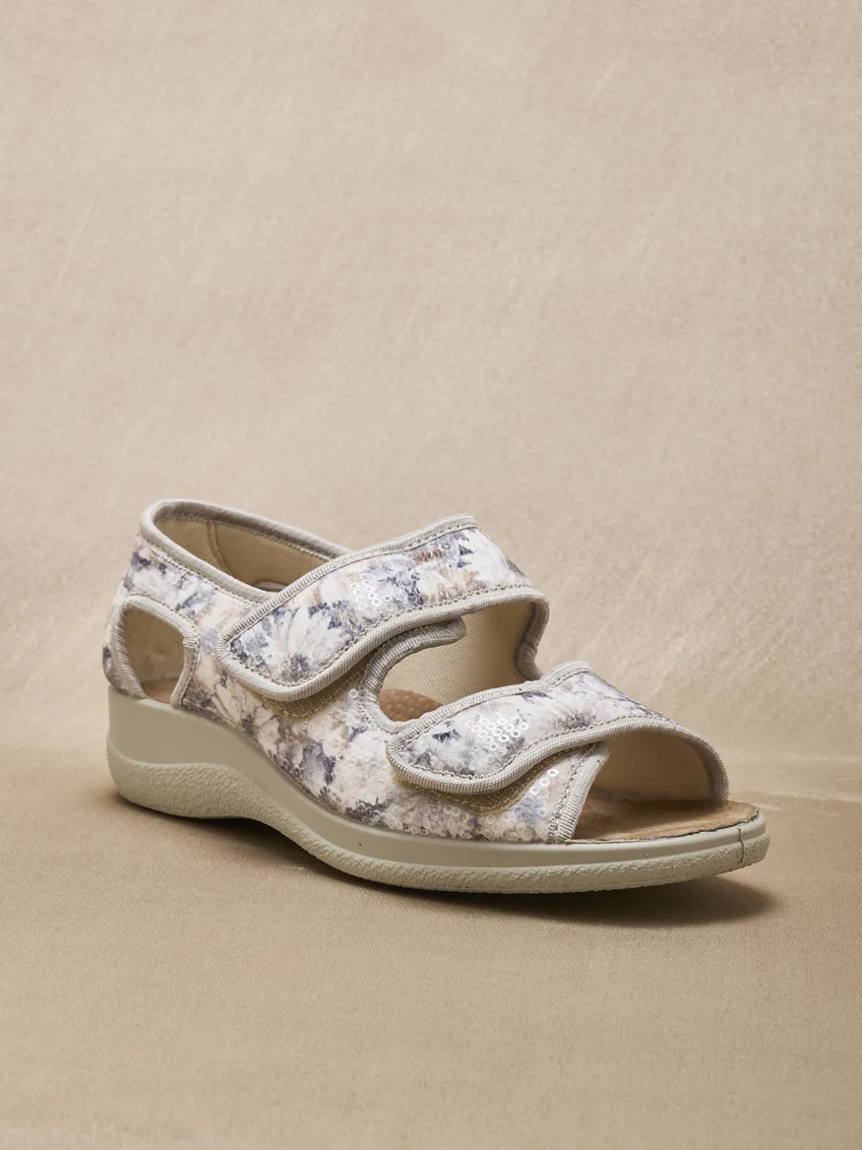 Femme Pédiconfort Sandales à scratchs ouverture totale