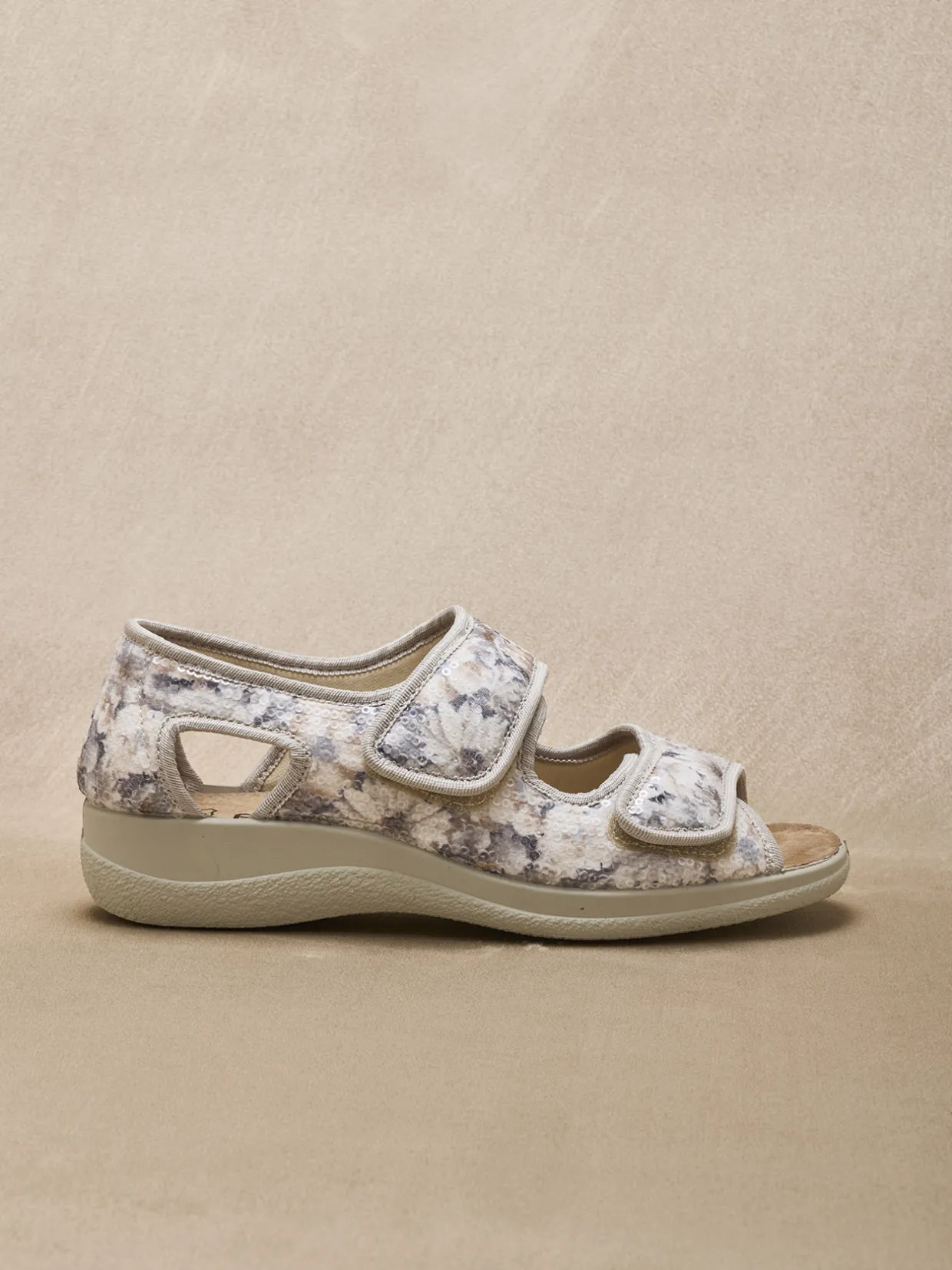 Femme Pédiconfort Sandales à scratchs ouverture totale