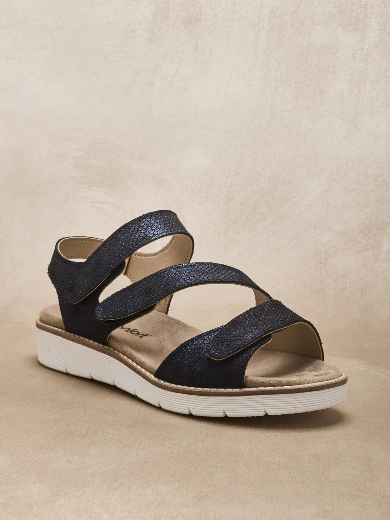 Femme Pédiconfort Sandales à scratchs ouverture totale