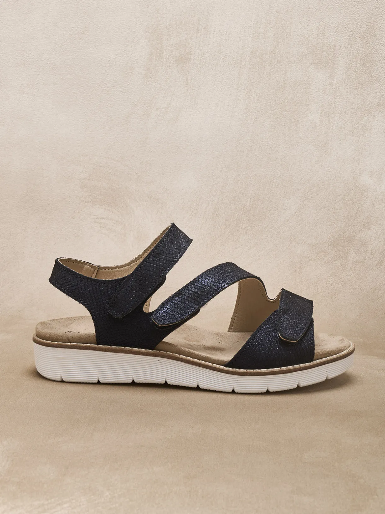 Femme Pédiconfort Sandales à scratchs ouverture totale