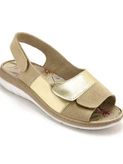 Femme Pédiconfort Sandales à scratchs tout ultra larges