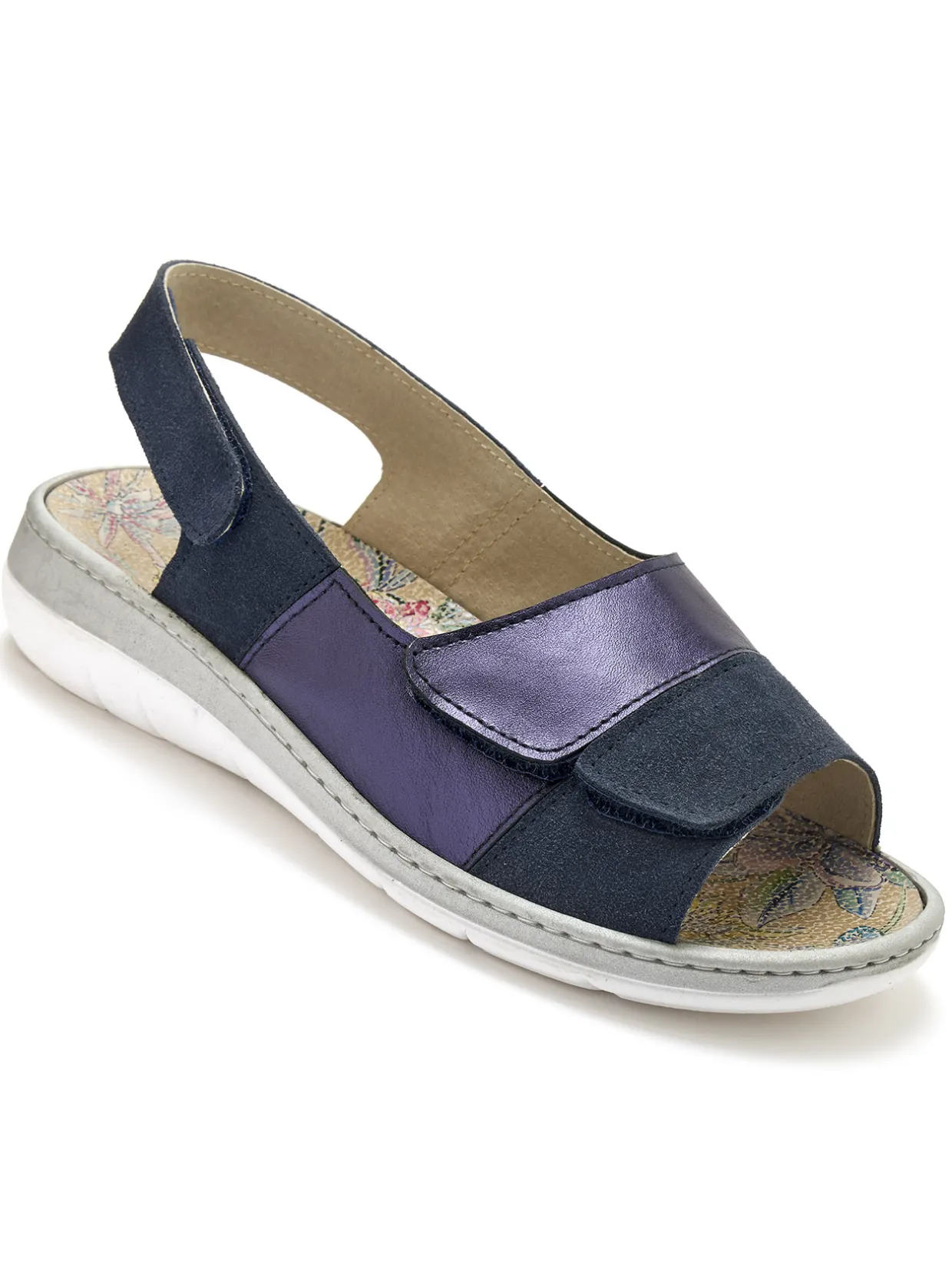 Femme Pédiconfort Sandales à scratchs tout ultra larges