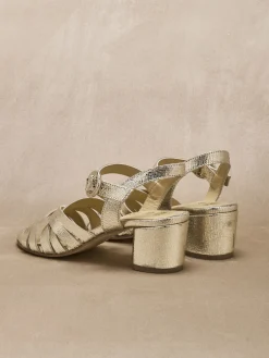 Femme Pédiconfort Sandales à talon cuir métallisé