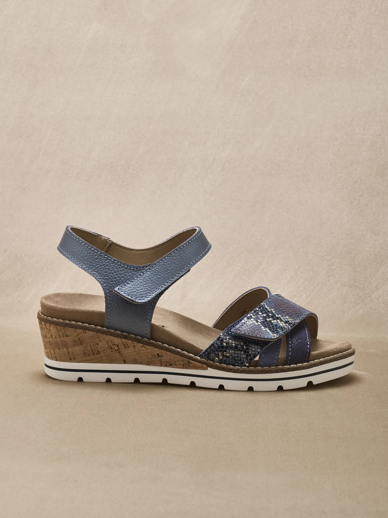 Femme Pédiconfort Sandales compensées double scratch