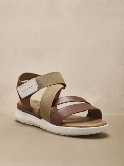 Femme Pédiconfort Sandales cuir à scratch et élastiques