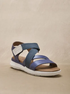 Femme Pédiconfort Sandales cuir à scratch et élastiques