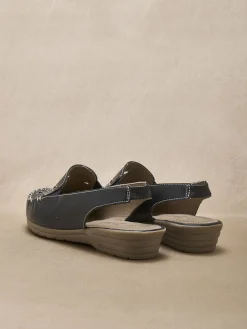 Femme Pédiconfort Sandales cuir ajouré élastiquées