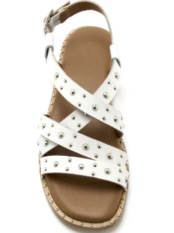 Femme Pédiconfort Sandales cuir détails cloutés