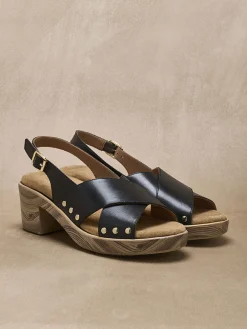 Femme Pédiconfort Sandales cuir détails clous