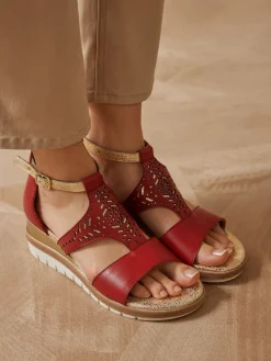 Femme Pédiconfort Sandales cuir motifs ajourés