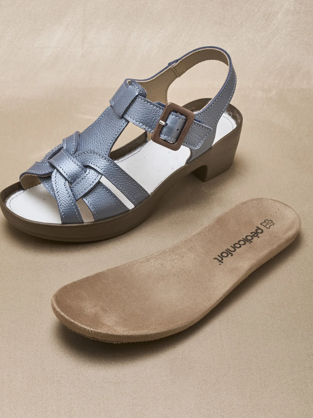 Femme Pédiconfort Sandales hautes scratch boucle fantaisie