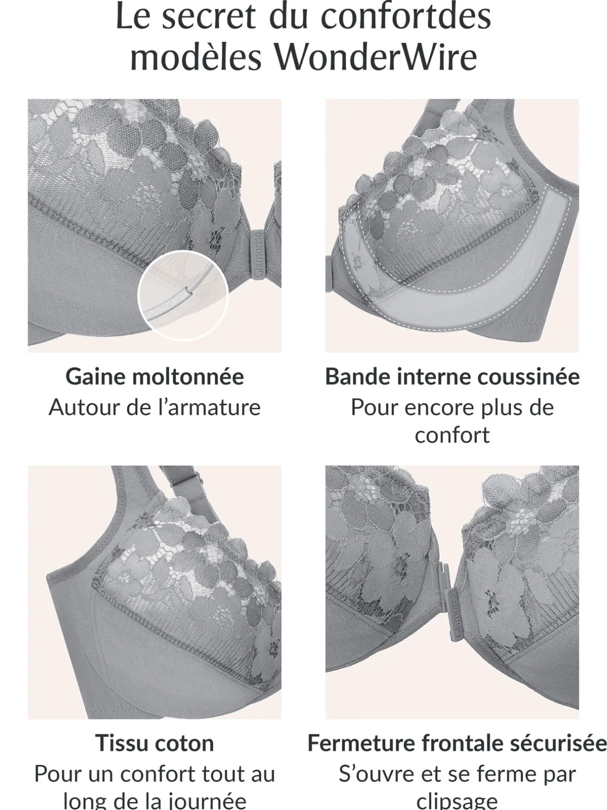 Glamorise Soutien-gorge à armatures ouvert devant