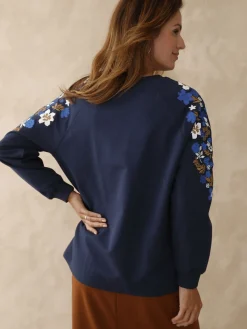 Femme Daxon Sweat-shirt fantaisie manches brodées