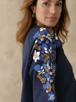 Femme Daxon Sweat-shirt fantaisie manches brodées