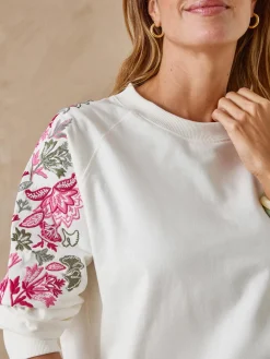 Femme Daxon Sweat-shirt fantaisie manches brodées