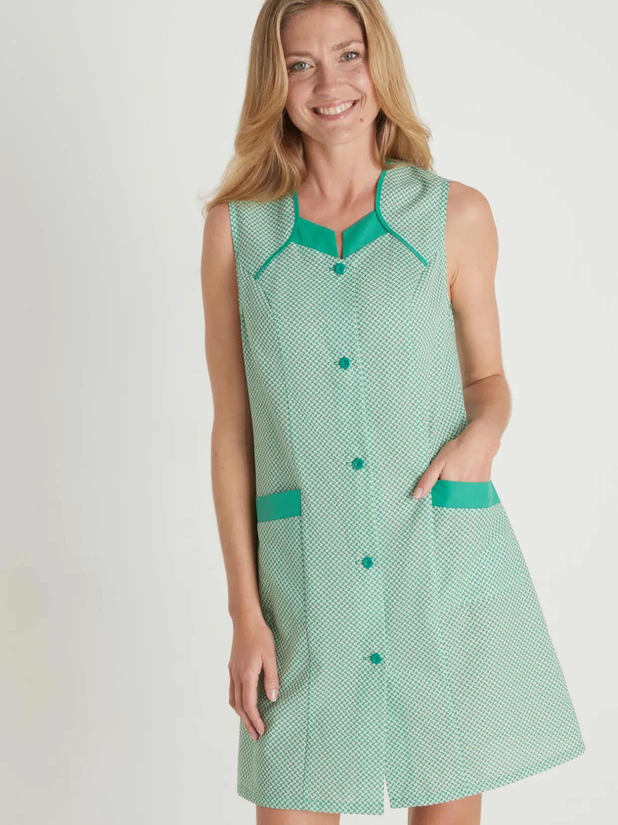 Femme Daxon Tablier 3/4 sans manches tout boutonné