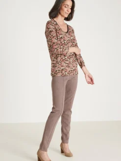 Femme Daxon Tee-shirt avec dentelle à l'encolure