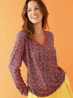 Femme Daxon Tee-shirt avec dentelle à l'encolure