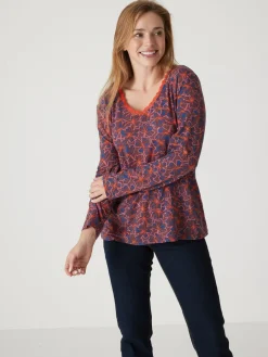 Femme Daxon Tee-shirt avec dentelle à l'encolure