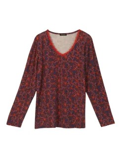 Femme Daxon Tee-shirt avec dentelle à l'encolure