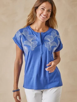 Femme Daxon Tee-shirt brodé encolure tunisienne