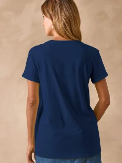 Femme Daxon Tee-shirt coton à broderies ajourées