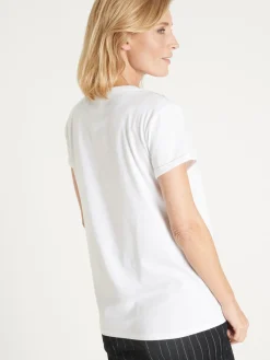 Femme Daxon Tee-shirt coton à broderies ajourées