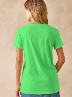 Femme Daxon Tee-shirt coton à broderies ajourées