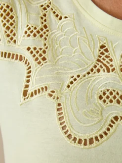 Femme Daxon Tee-shirt coton à broderies ajourées