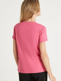 Femme Daxon Tee-shirt coton à broderies ajourées