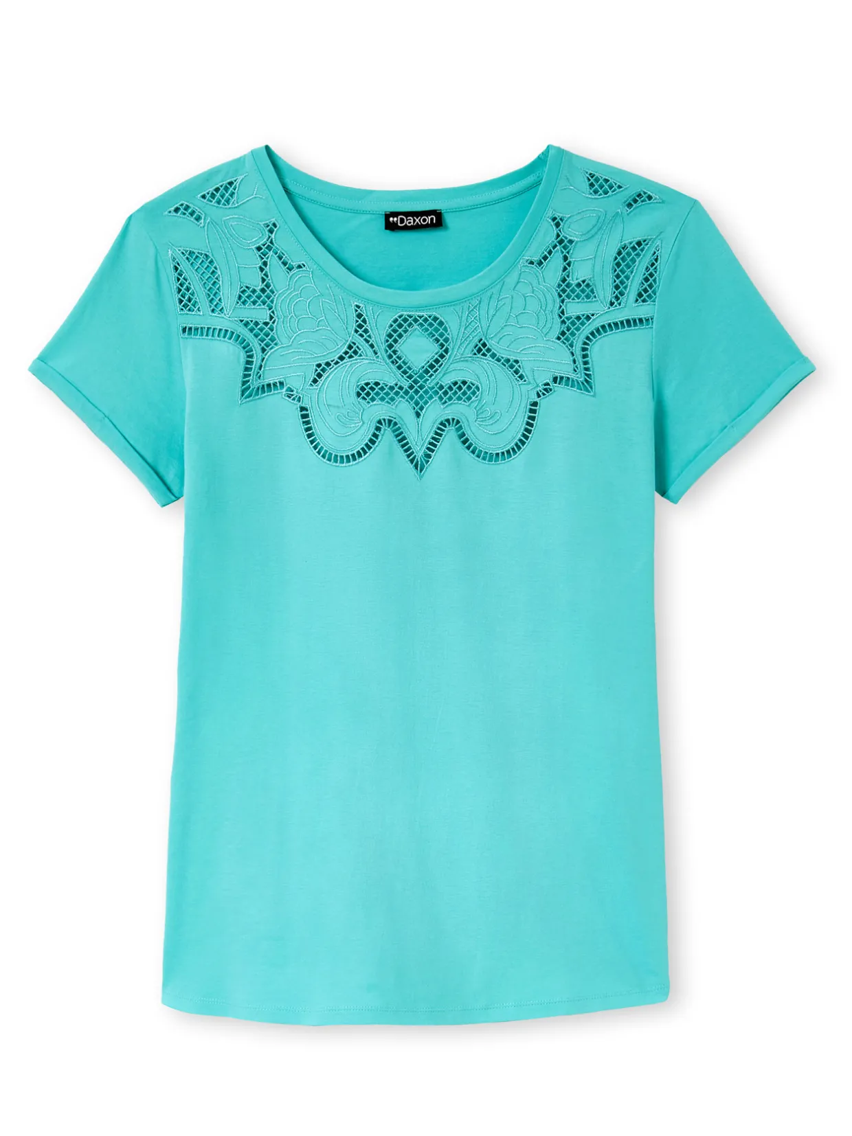 Femme Daxon Tee-shirt coton à broderies ajourées