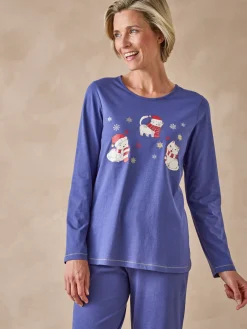 Daxon Tee-shirt de pyjama en jersey pur coton