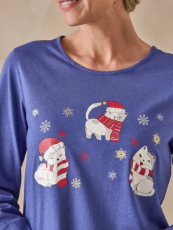 Daxon Tee-shirt de pyjama en jersey pur coton