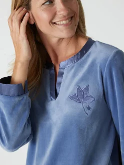 Daxon Tee-shirt de pyjama maille velours