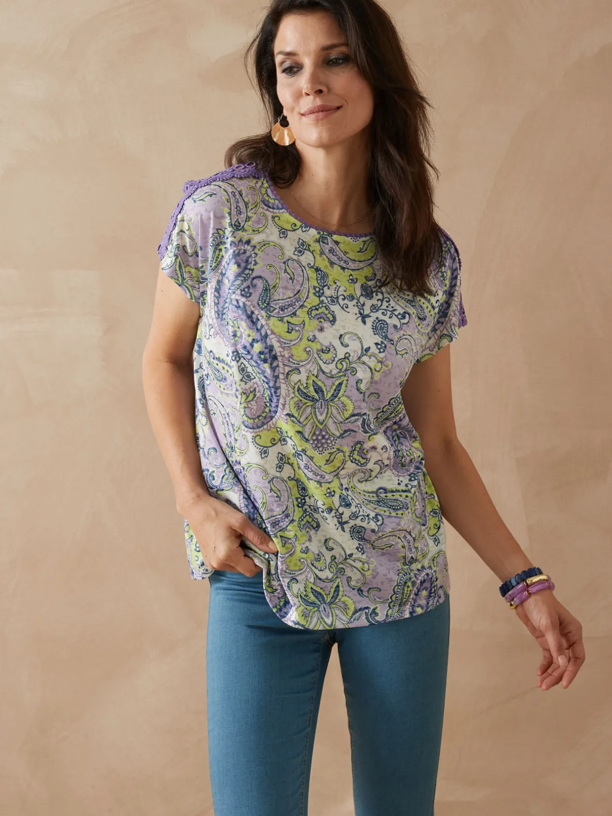 Femme Daxon Tee-shirt en maille dévorée