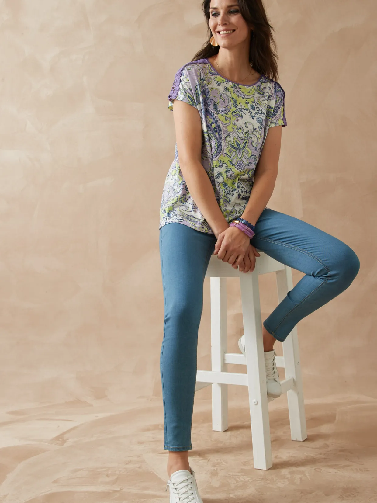 Femme Daxon Tee-shirt en maille dévorée