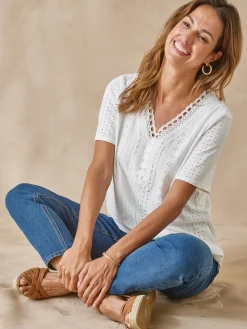 Femme Daxon Tee-shirt en maille fantaisie.