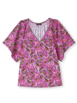 Femme Daxon Tee-shirt encolure V avec smocks