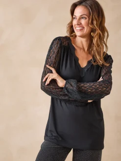 Femme Daxon Tee-shirt fantaisie avec dentelle