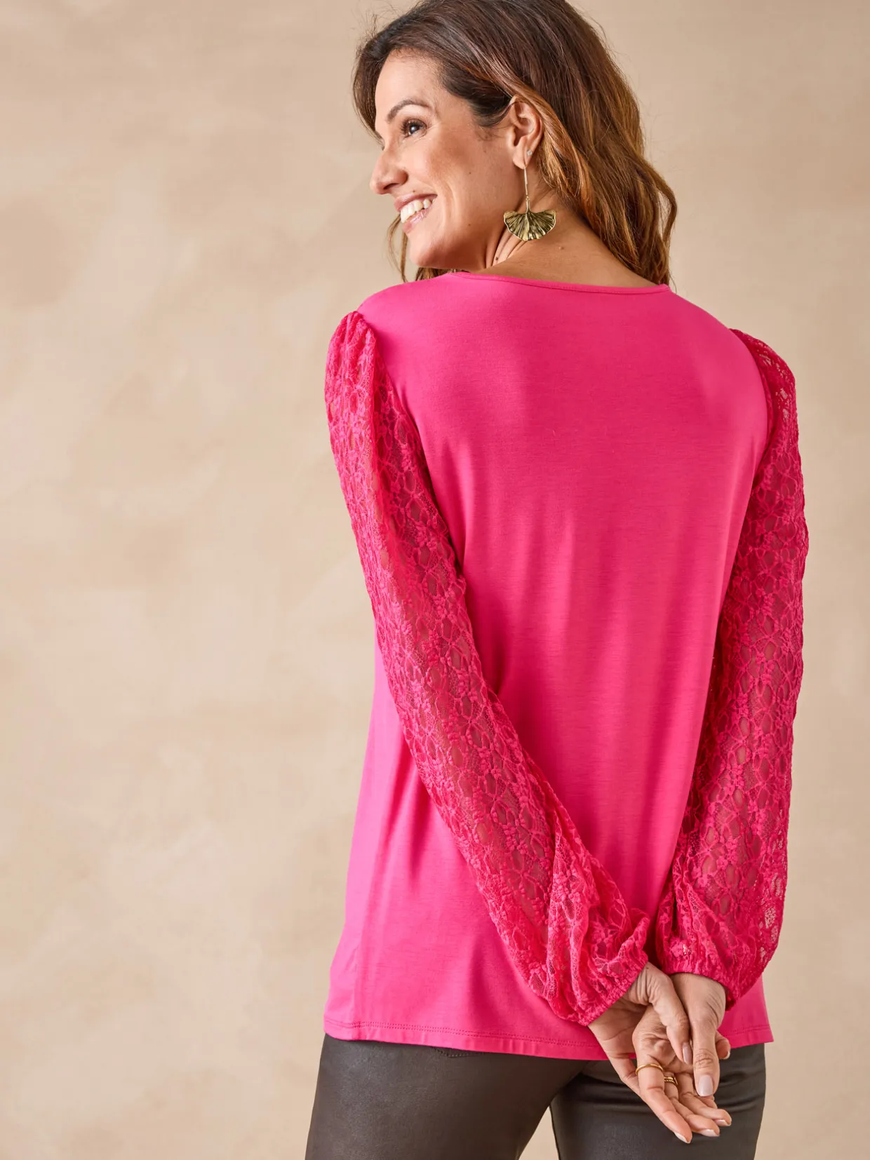 Femme Daxon Tee-shirt fantaisie avec dentelle